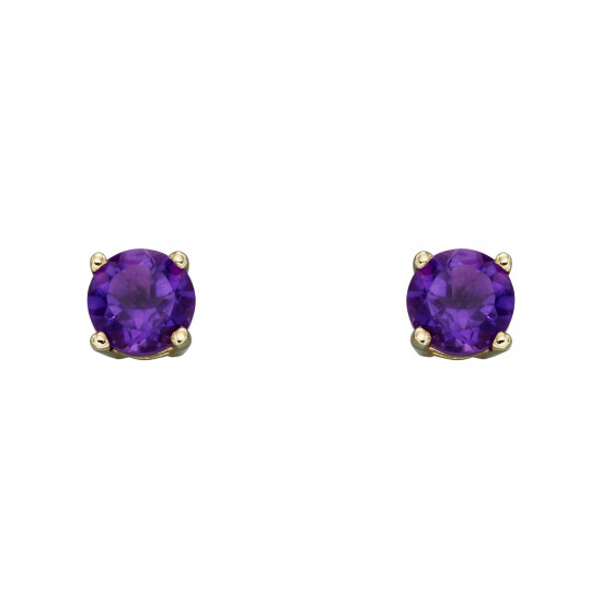 Birthstone 9ct Gold February Stud Earrings GE2327