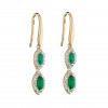 9ct Marquise Drop Emerald and Diamond Earrings in Yellow Gold GE2343G