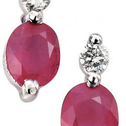 9ct White Gold DIA & RUBY Stud Earrings GE752R