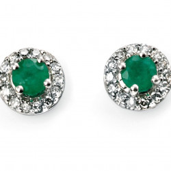 9ct W/G Emerald and Diamond Stud Earrings GE888G