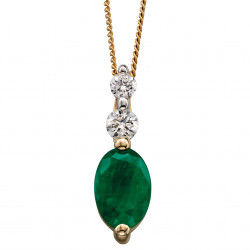 9ct Emerald and Diamond Pendant GP2055G