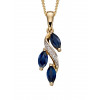 9ct Yellow Gold Sapphire And Diamond Marquise Drop Pendant GP2091L