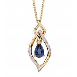 9ct Sapphire And Diamond Marquise Pendant GP2157L