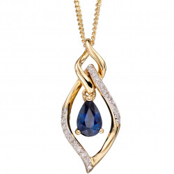 9ct Sapphire And Diamond Marquise Pendant GP2157L