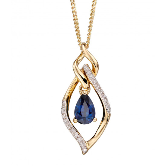 9ct Sapphire And Diamond Marquise Pendant GP2157L