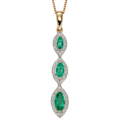 9ct Emerald and Diamond Drop Pendant GP2240G