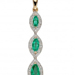 9ct Emerald and Diamond Drop Pendant GP2240G