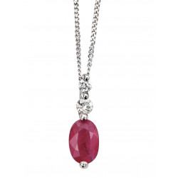 9ct White Gold DIAMOND & RUBY PENDANT GP734R