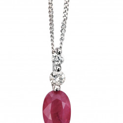 9ct White Gold DIAMOND & RUBY PENDANT GP734R