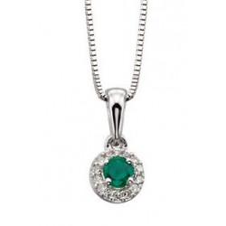 9ct W/G Emerald and Diamond Pendant GP875G