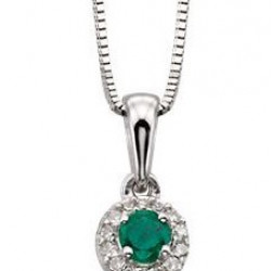 9ct W/G Emerald and Diamond Pendant GP875G