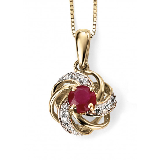 9ct Gold Ruby and Diamond Pendant GP977R 