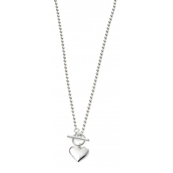 Silver Heart ball chain necklace N4221