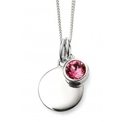 Birthstone Silver Pendant October P4599