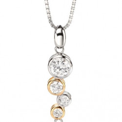 Fiorelli Silver Gold Plated CZ Pendant and Chain P3457C