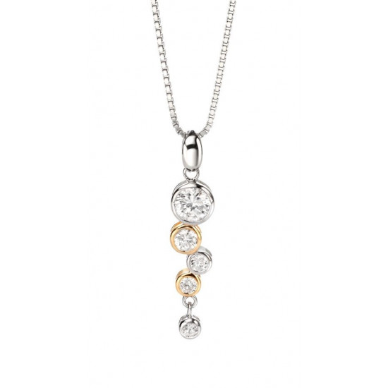 Fiorelli Silver Gold Plated CZ Pendant and Chain P3457C