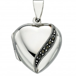 Silver MARCASITE Heart Locket P3934