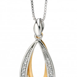 Fiorelli Silver Gold Plated CZ Pendant and Chain P3953C