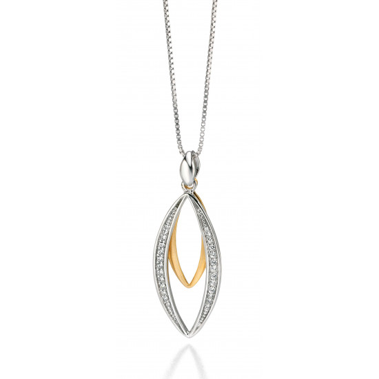 Fiorelli Silver Gold Plated CZ Pendant and Chain P3953C