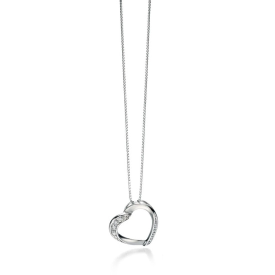 Fiorelli CZ Ribbon Heart Pendant and Chain P4324C pt miles jewellers