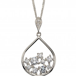 Silver Scattered Cubic Zirconia Teardrop Pendant P4673C