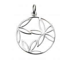 Silver Open Flower Disc Pendant P4751