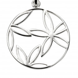 Silver Open Flower Disc Pendant P4751