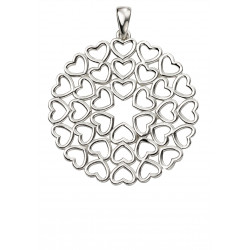 Silver Large Multi Heart Disc Pendant P4769