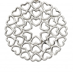 Silver Large Multi Heart Disc Pendant P4769