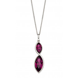  Fiorelli Silver Amethyst Navette Twist Pendant and Chain P4799M