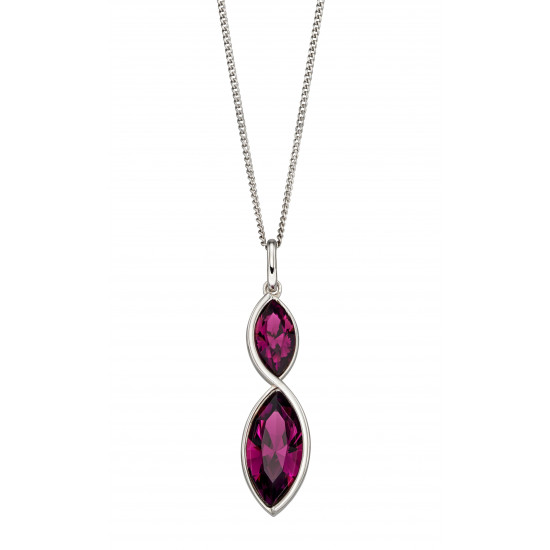  Fiorelli Silver Amethyst Navette Twist Pendant and Chain P4799M