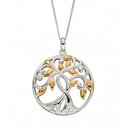 Silver Tree Of Life Gold Plate Pendant P4832