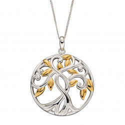 Silver Tree Of Life Gold Plate Pendant P4832