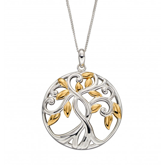 Silver Tree Of Life Gold Plate Pendant P4832