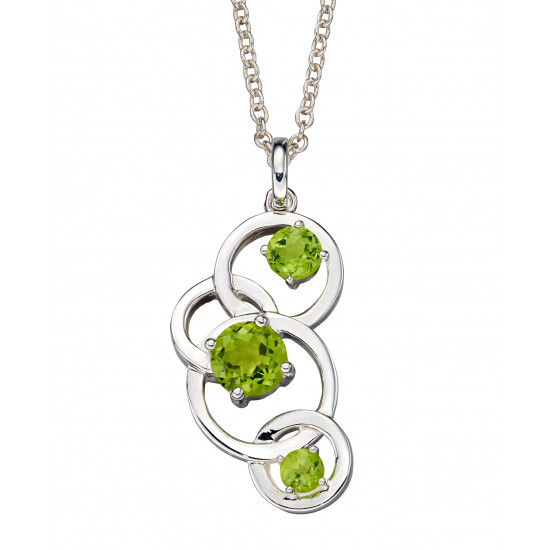 Silver Round Green Peridot Pendant P4863G