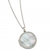 Fiorelli Silver Mother of Pearl Pave Locket and Chain P4897W