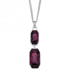 Silver Drop Amethyst Pendant With Crystals By Swarovski P4923M