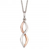 Fiorelli Silver Twisted Navette Pendant with Rose Gold Plating and Chain P4954