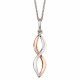 Fiorelli Silver Twisted Navette Pendant with Rose Gold Plating and Chain P4954