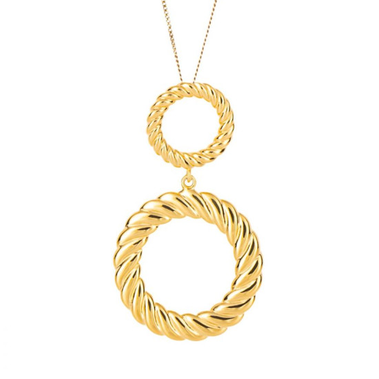 Fiorelli Rope Pattern Open Circle Double Drop Pendant with Yellow Gold Plating P5192