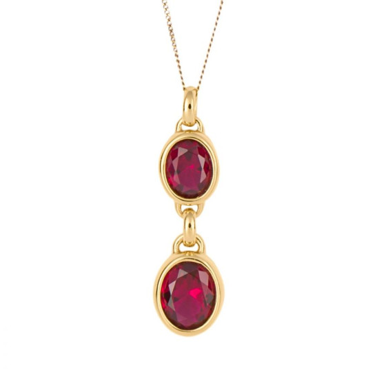 Fiorelli Fuchsia Nano Crystal Double Drop Pendant with Yellow Gold Plating F60