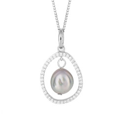 Fiorelli Floating Freshwater Pearl Pendant with Pave CZ F57