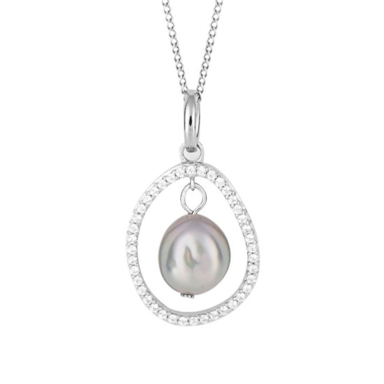 Fiorelli Floating Freshwater Pearl Pendant with Pave CZ F57