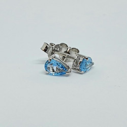 Silver Blue Topaz Pear Stud Earrings SE1105BT