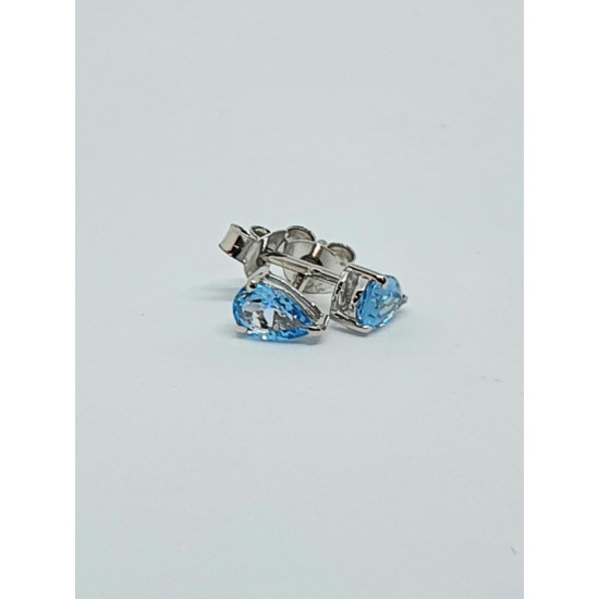 Silver Blue Topaz Pear Stud Earrings SE1105BT