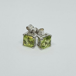 Silver Square Peridot Stud Earrings SE1111PD