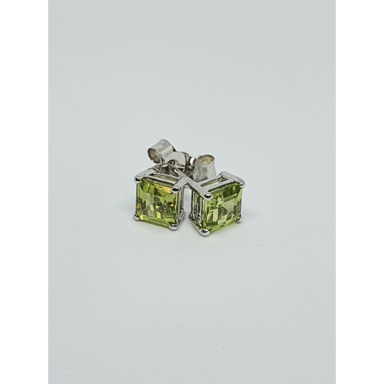 Silver Square Peridot Stud Earrings SE1111PD