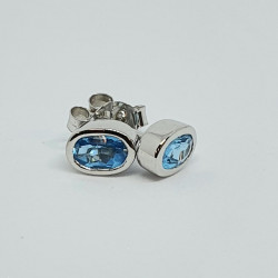 Silver Blue Topaz Oval Studs SE1118BT