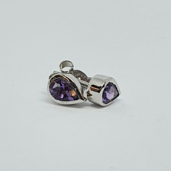 Silver Amethyst Pear Stud Earrings SE1120AM