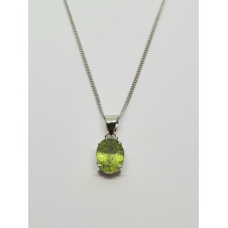 Silver Peridot Oval Pendant And Chain SP1134PD